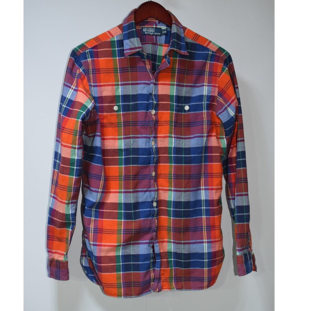 Polo Ralph Lauren Plaid Button Up Shirt Mens Medium Multicolor Long Sleeve